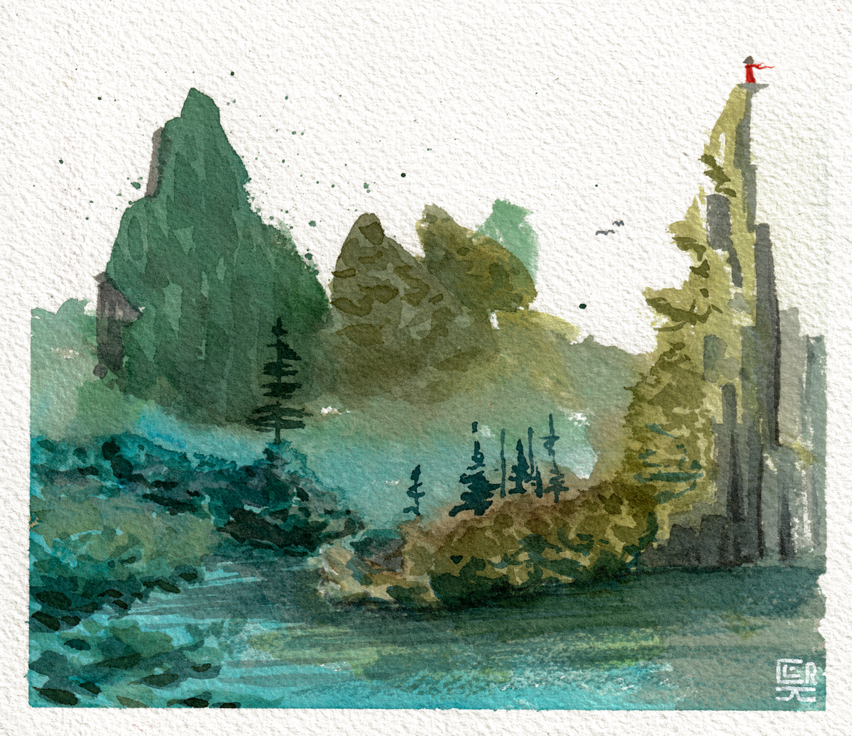 Abstract Canadian Mountains, original watercolour painting