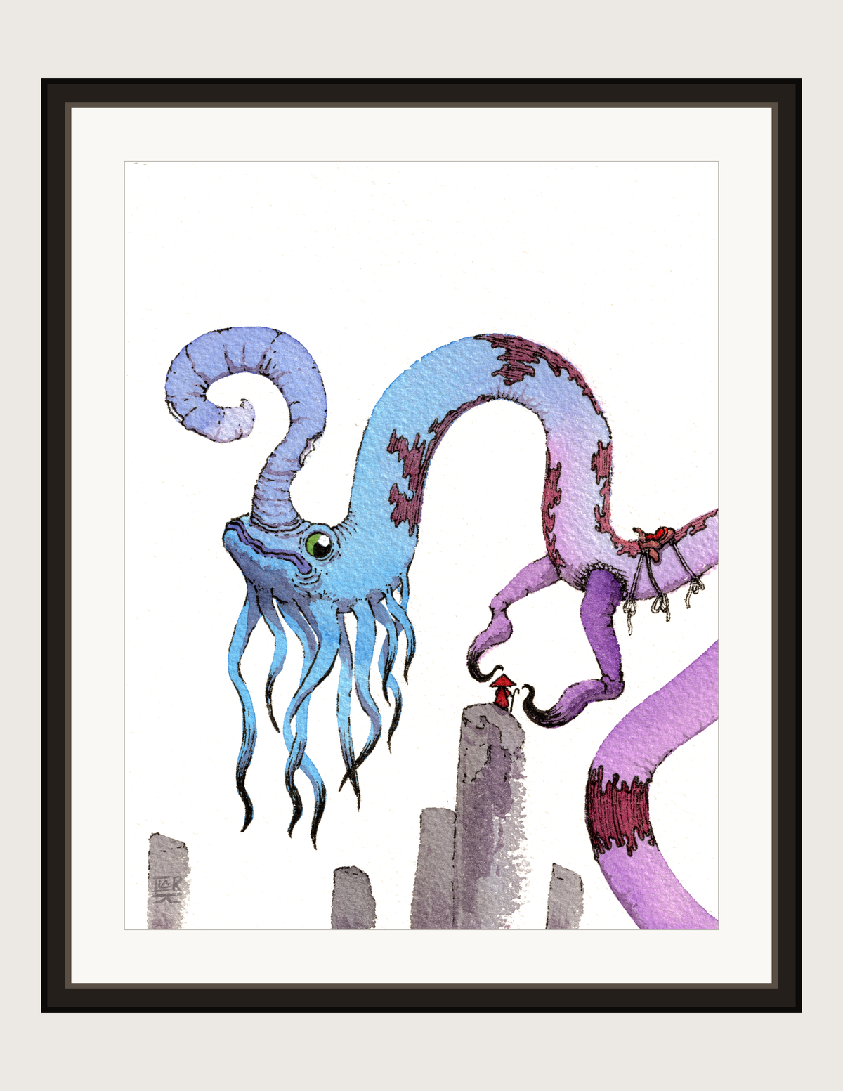 Dream Beast, print shown framed
