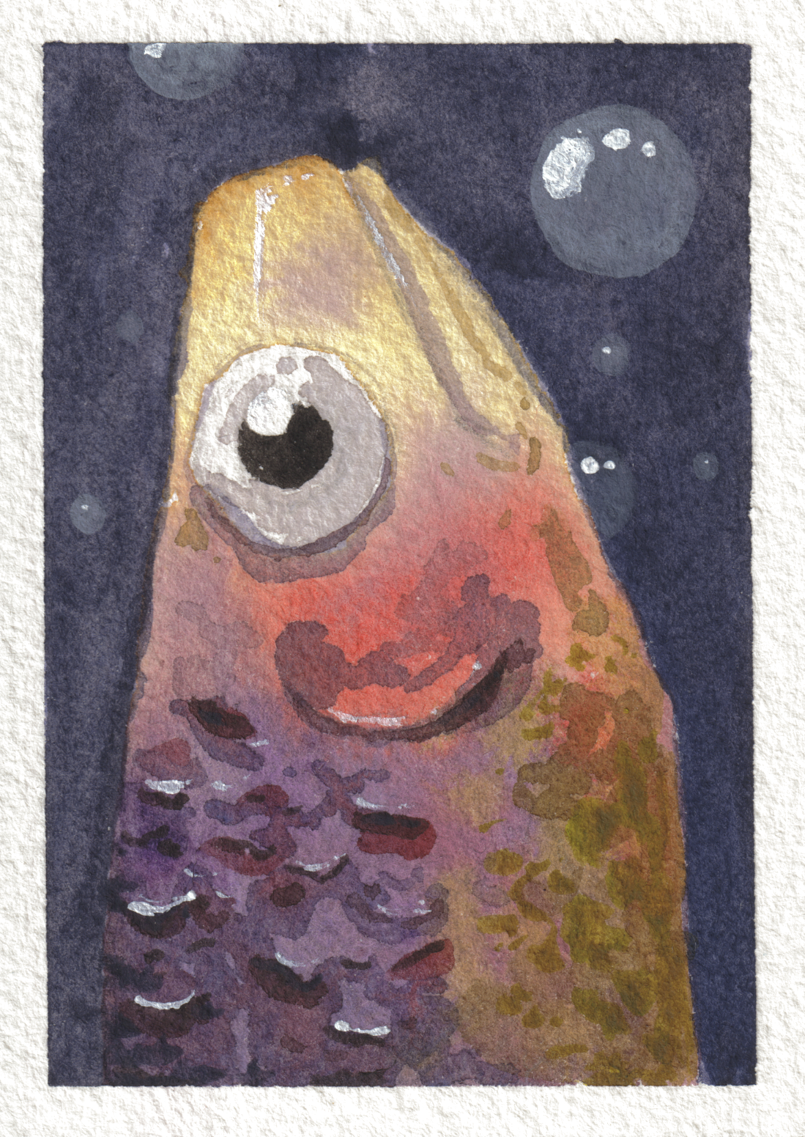 Fish — Watercolor, 2.5x3.5 in (trading card size)