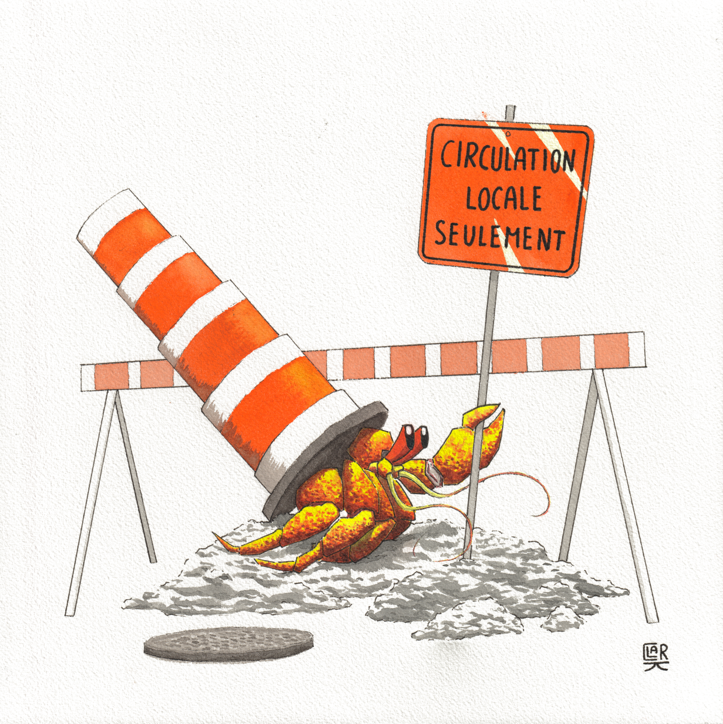 Hermite Montréalais - Circulation Locale Seulement— Watercolor & Ink, 12x12 in