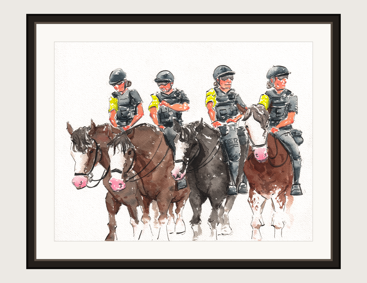Montreal Mounted Police, framed 11x14 print