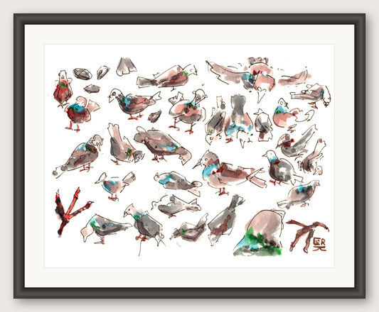 Collaborative Pigeon Doodles - PRINT 8.5x11 in