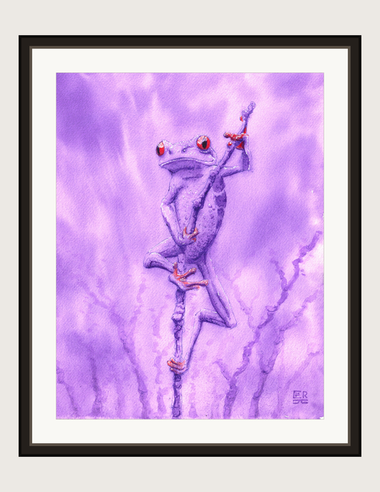Froggy Friend, red-eyed frog, framed print
