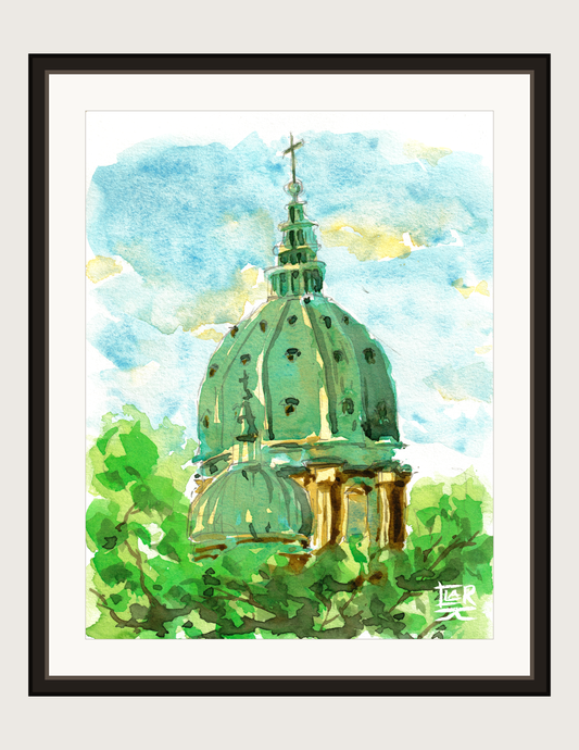 Mary Queen of the World Cathedral at Sunset, framed print