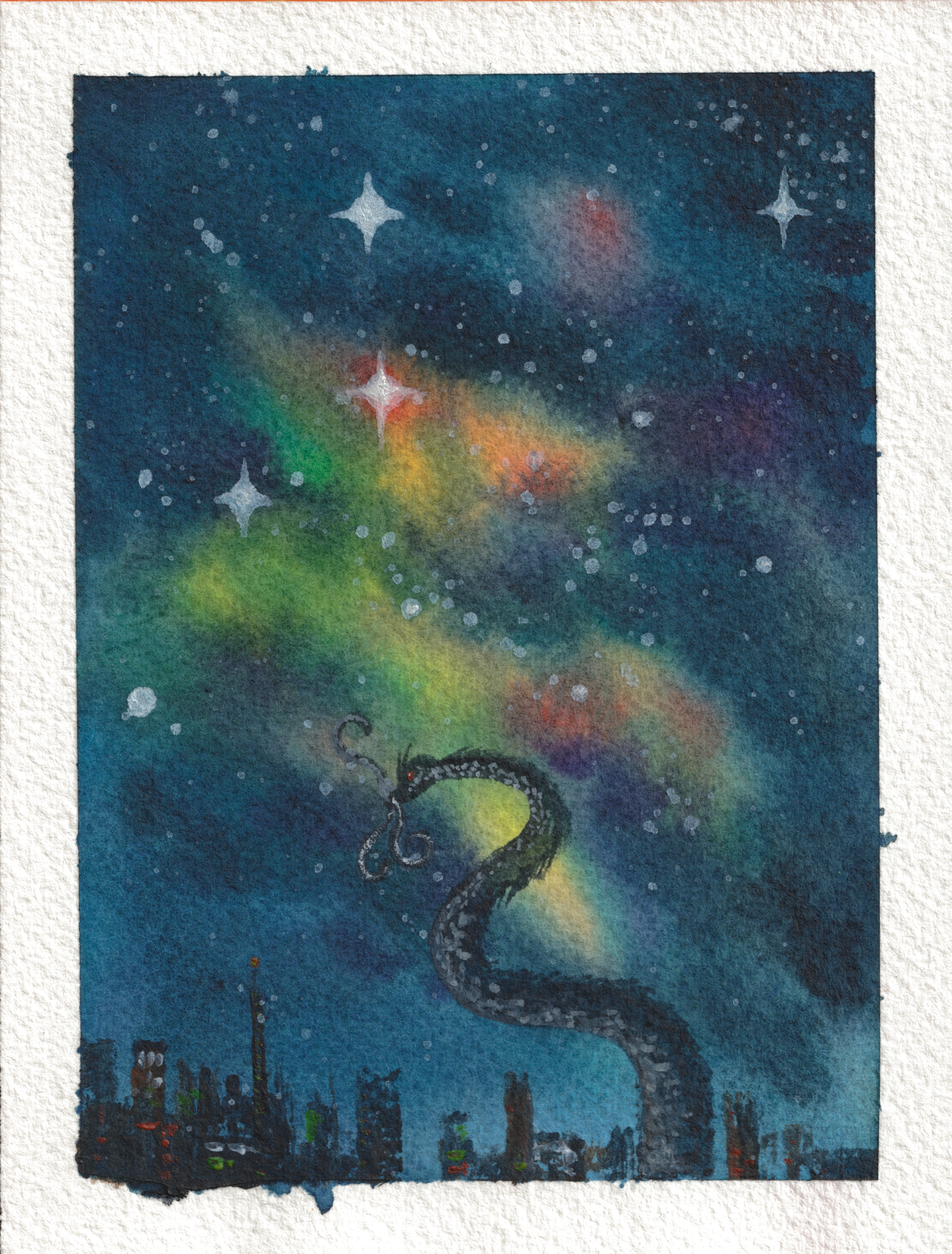 Stary Serpent — Watercolor, 4x5.25 in