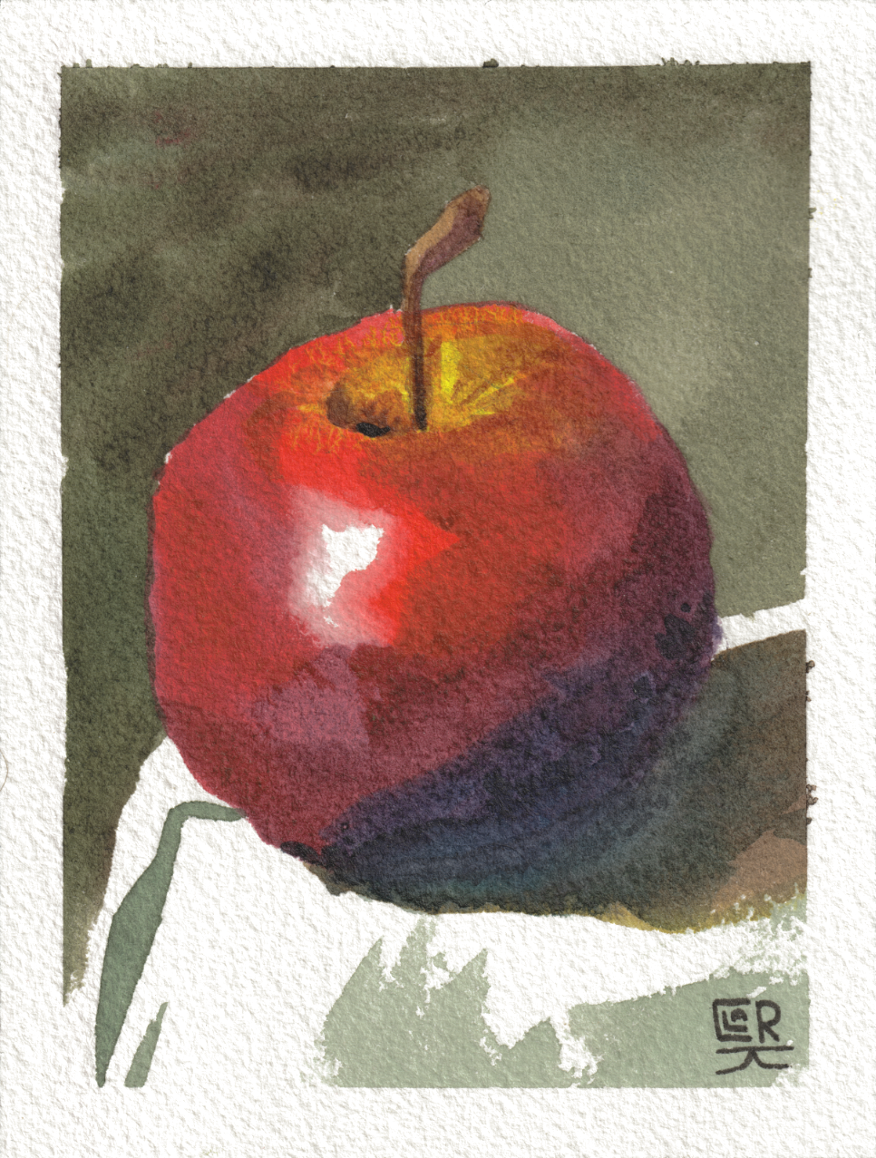 At Table's Edge — Watercolor , 4x5.25 in