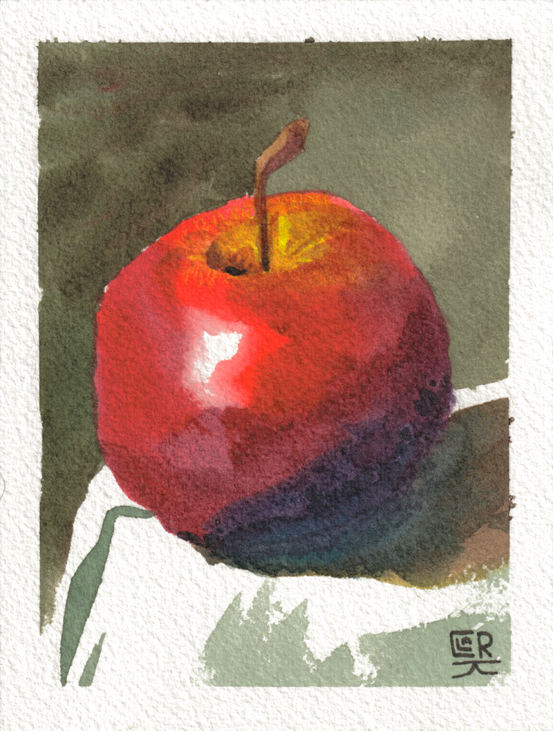 At Table's Edge — Watercolor , 4x5.25 in