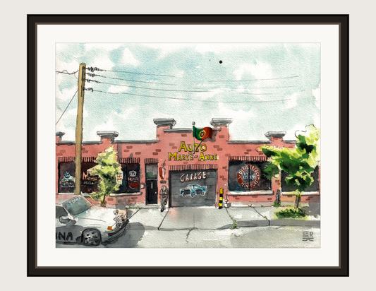 Auto Marie-Anne, print shown framed