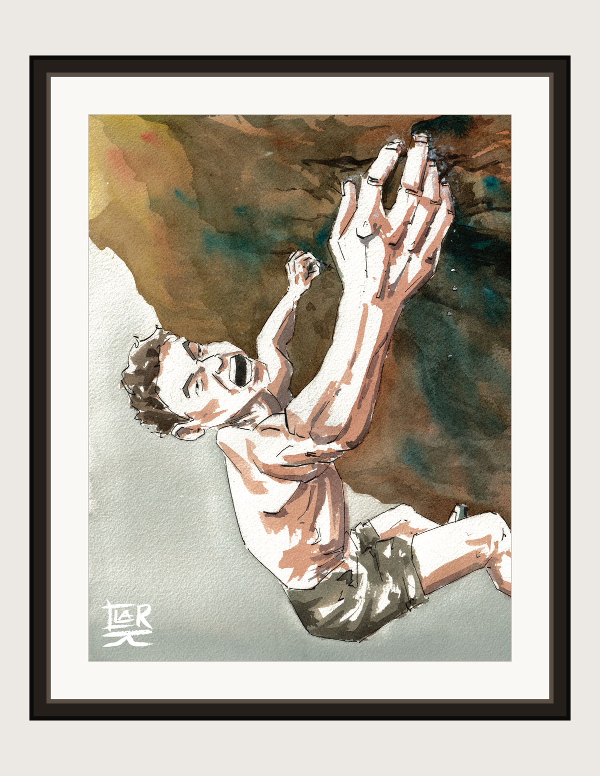 Climber, print shown framed