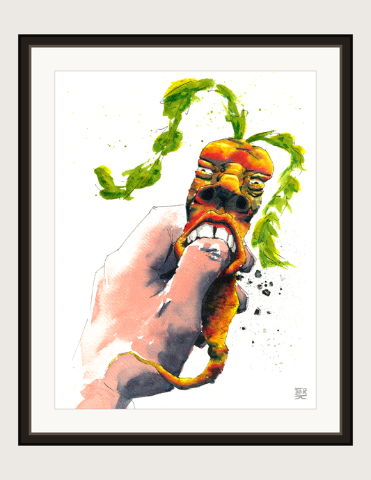 Crunchy Carrot, print shown framed