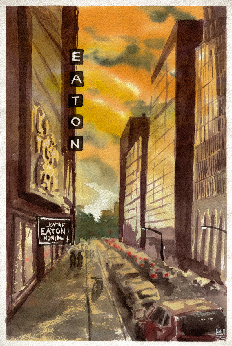 Eaton Centre, original watercolour painting