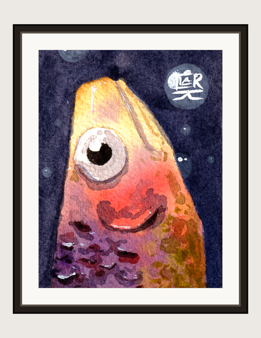 Fish watercolour, print shown framed