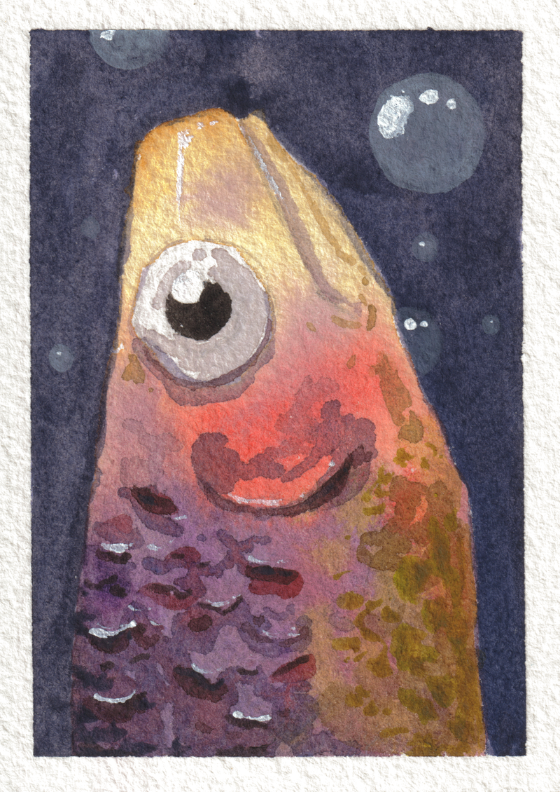 Fish — Watercolor, 2.5x3.5 in (trading card size)