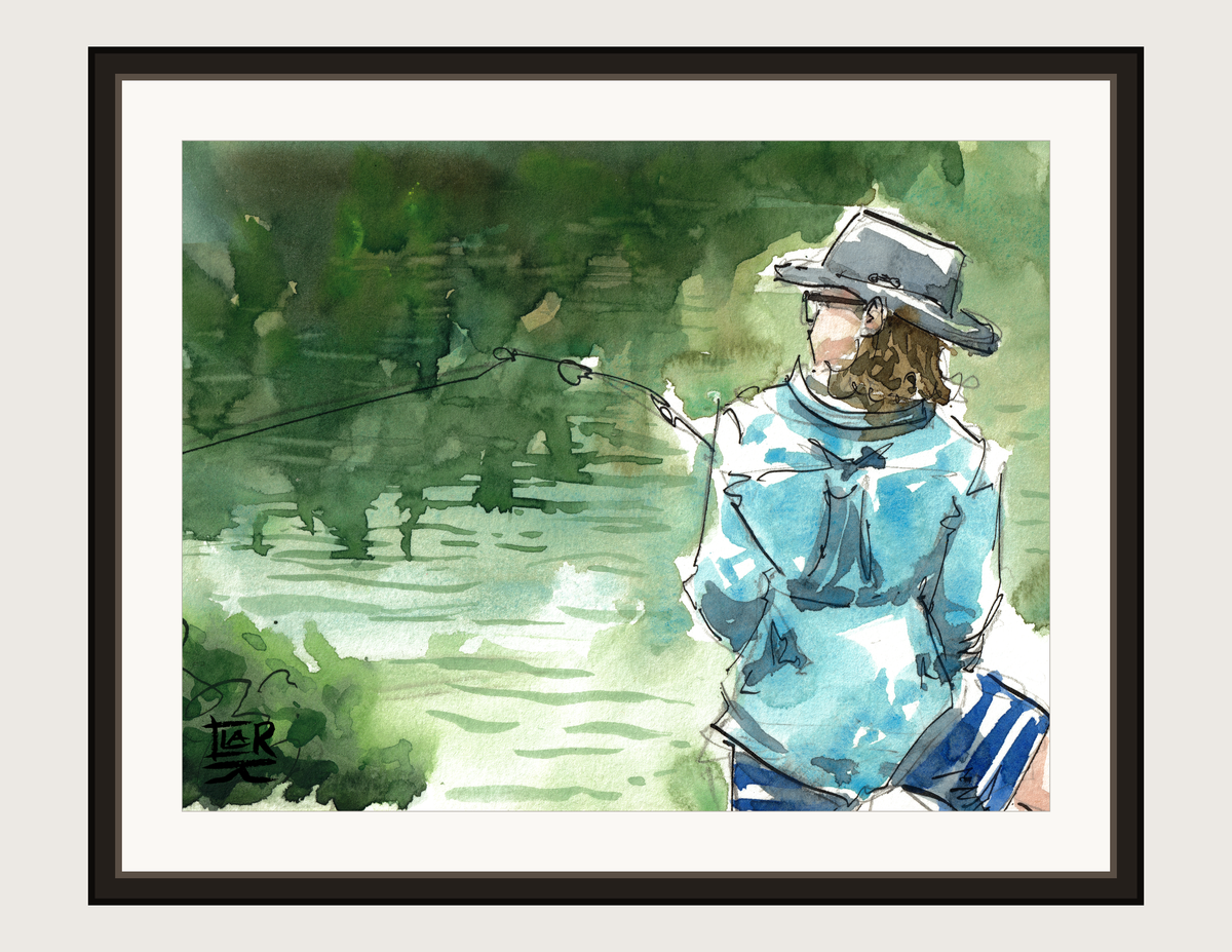 Canadian Fisherman, print shown framed