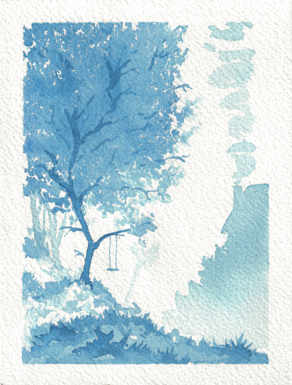 Monochrome Memories — Watercolor, 4x5.25 in