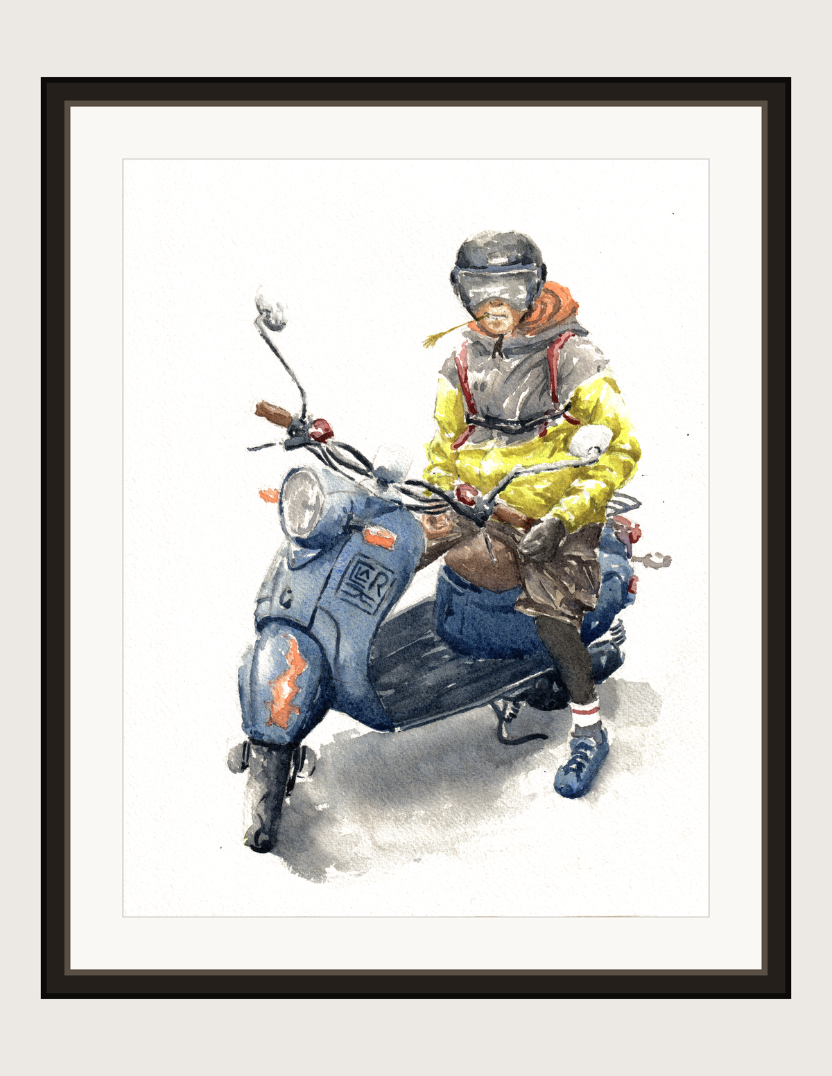 Montreal Rider, print shown framed