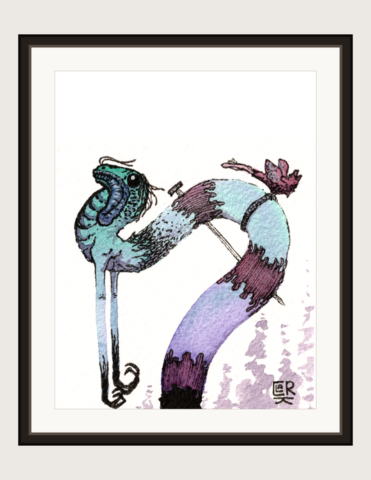 Nailed Dream Beast, print shown framed