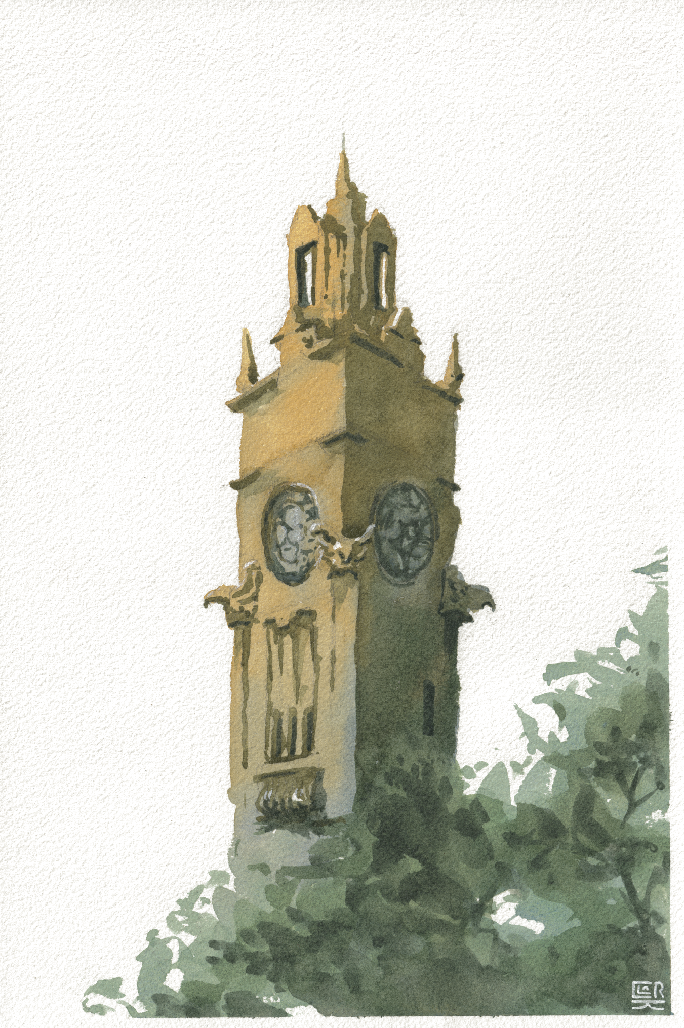 Old Port Clock Tower Montreal — Watercolor, 8x12 in