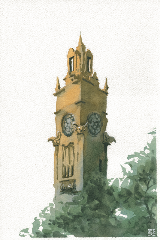 Old Port Clock Tower Montreal — Watercolor, 8x12 in