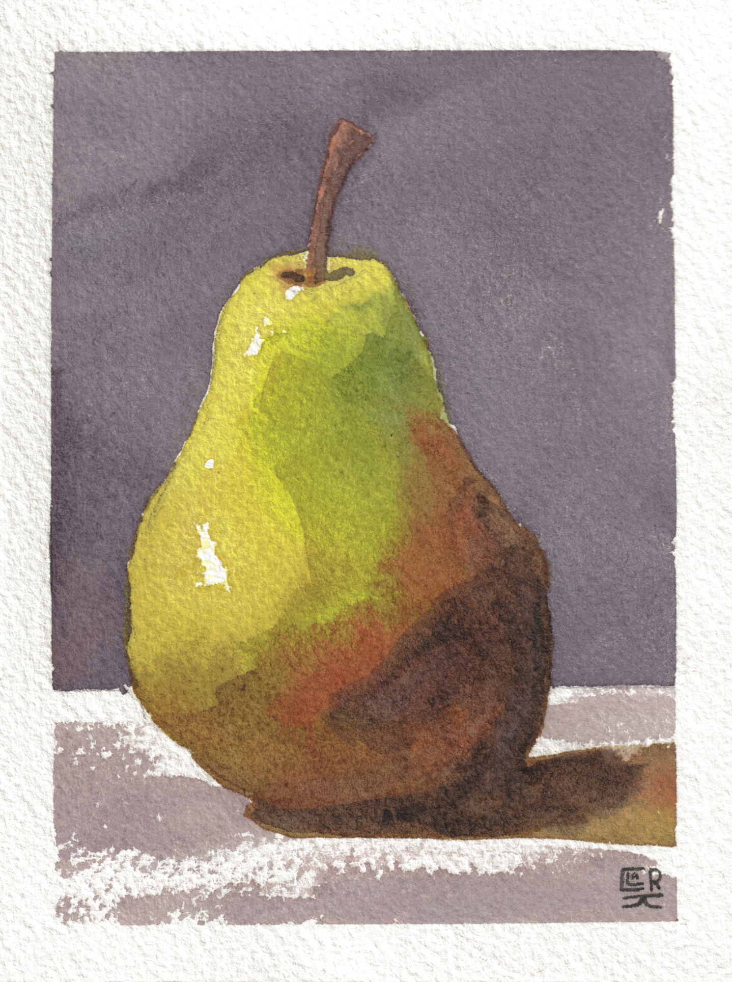 Lone Pear — Watercolor , 4x5.25 in