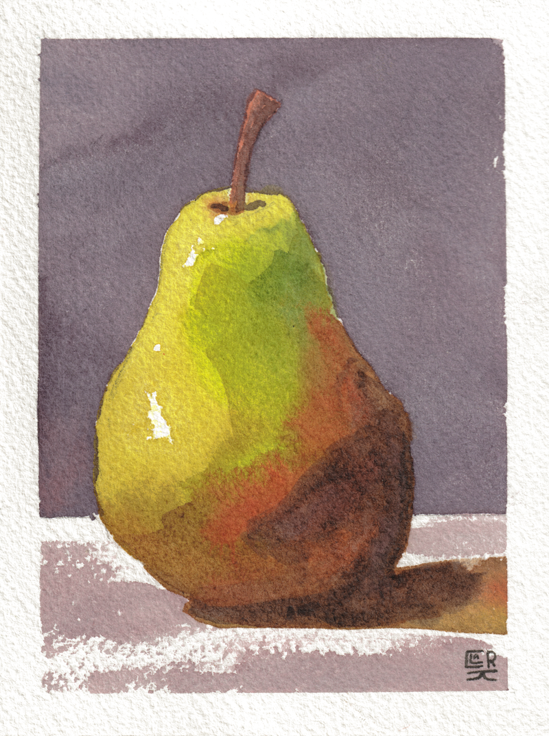 Lone Pear — Watercolor , 4x5.25 in