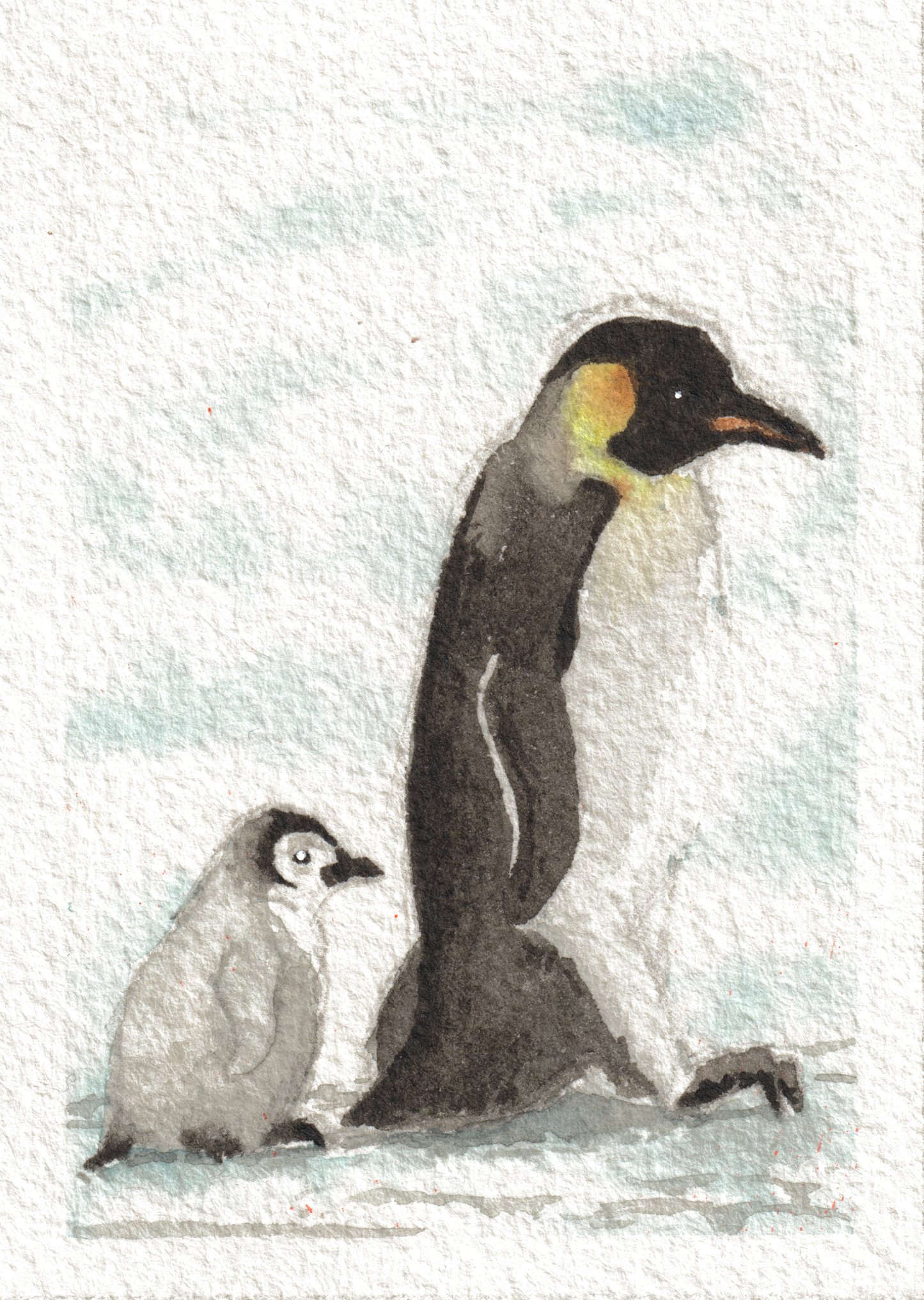Penguin — Watercolor, 2.5x3.5 in (trading card size)