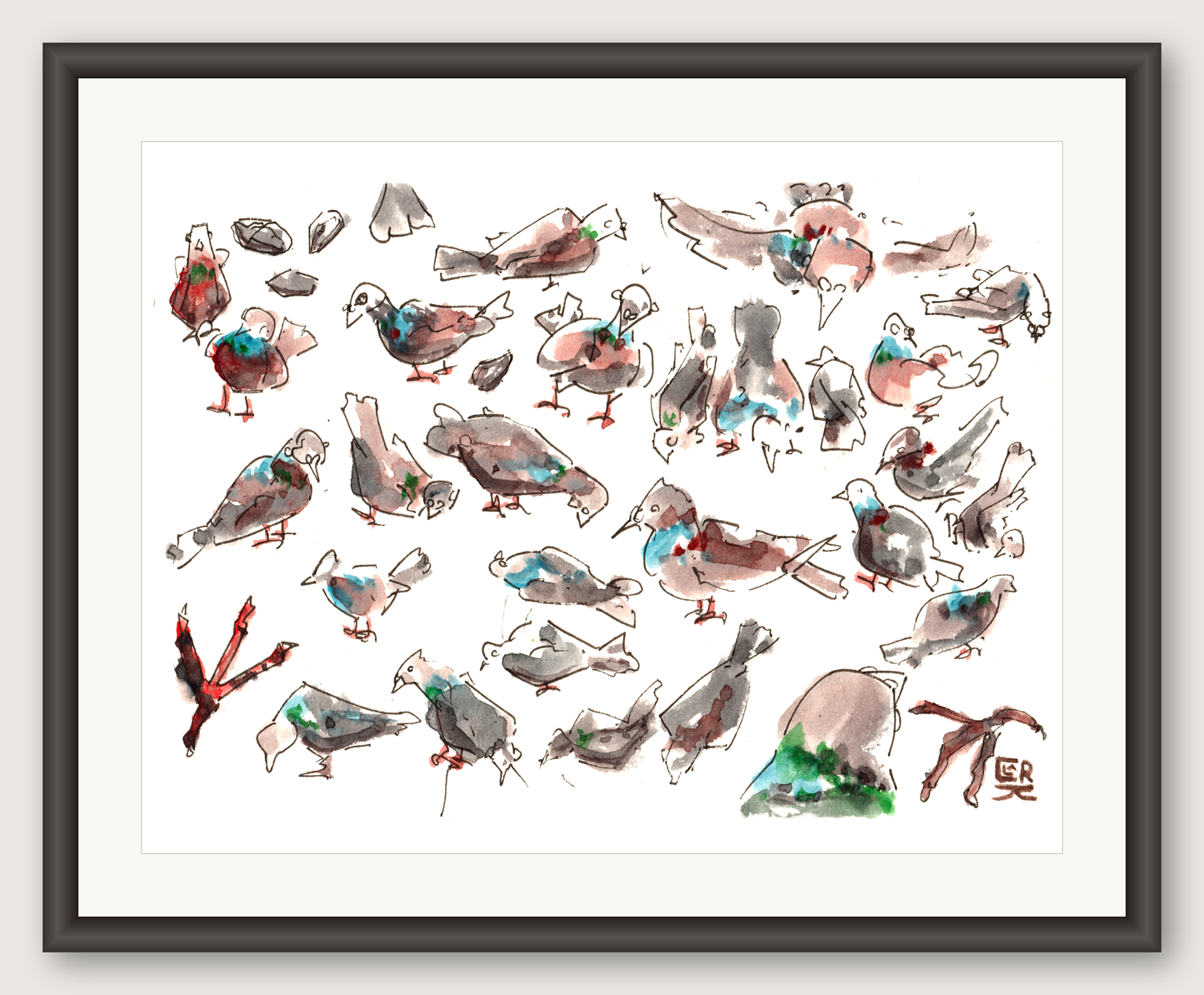 Collaborative Pigeon Doodles - PRINT 8.5x11 in