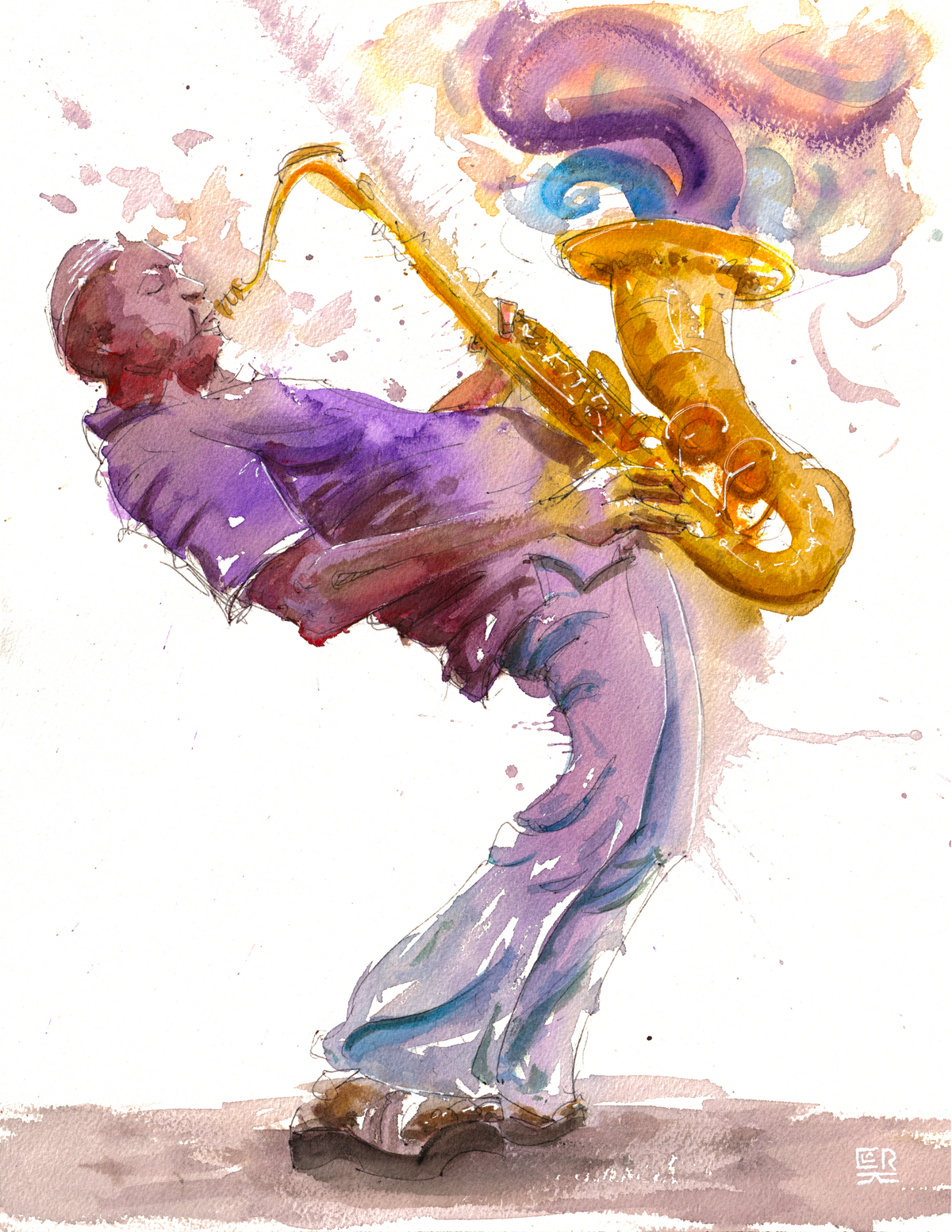 Saxophone Player, print