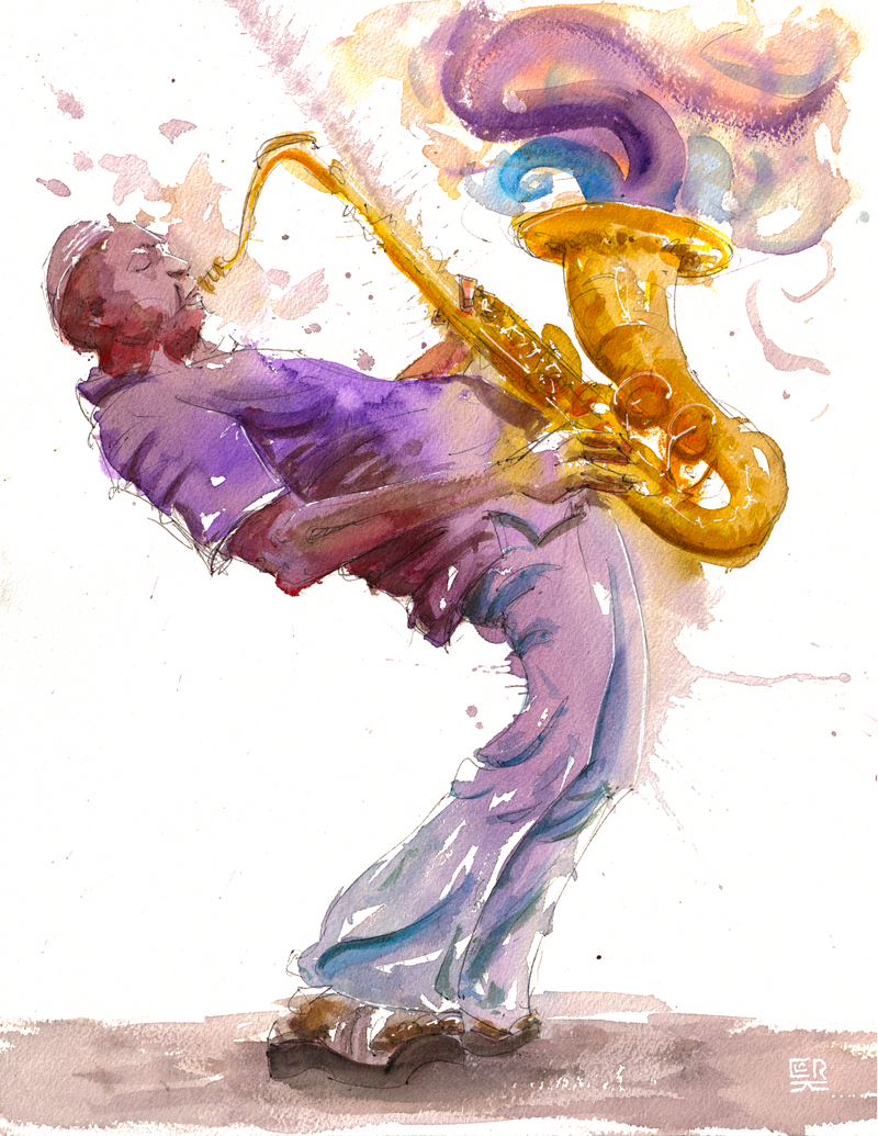 Saxophone Player, print