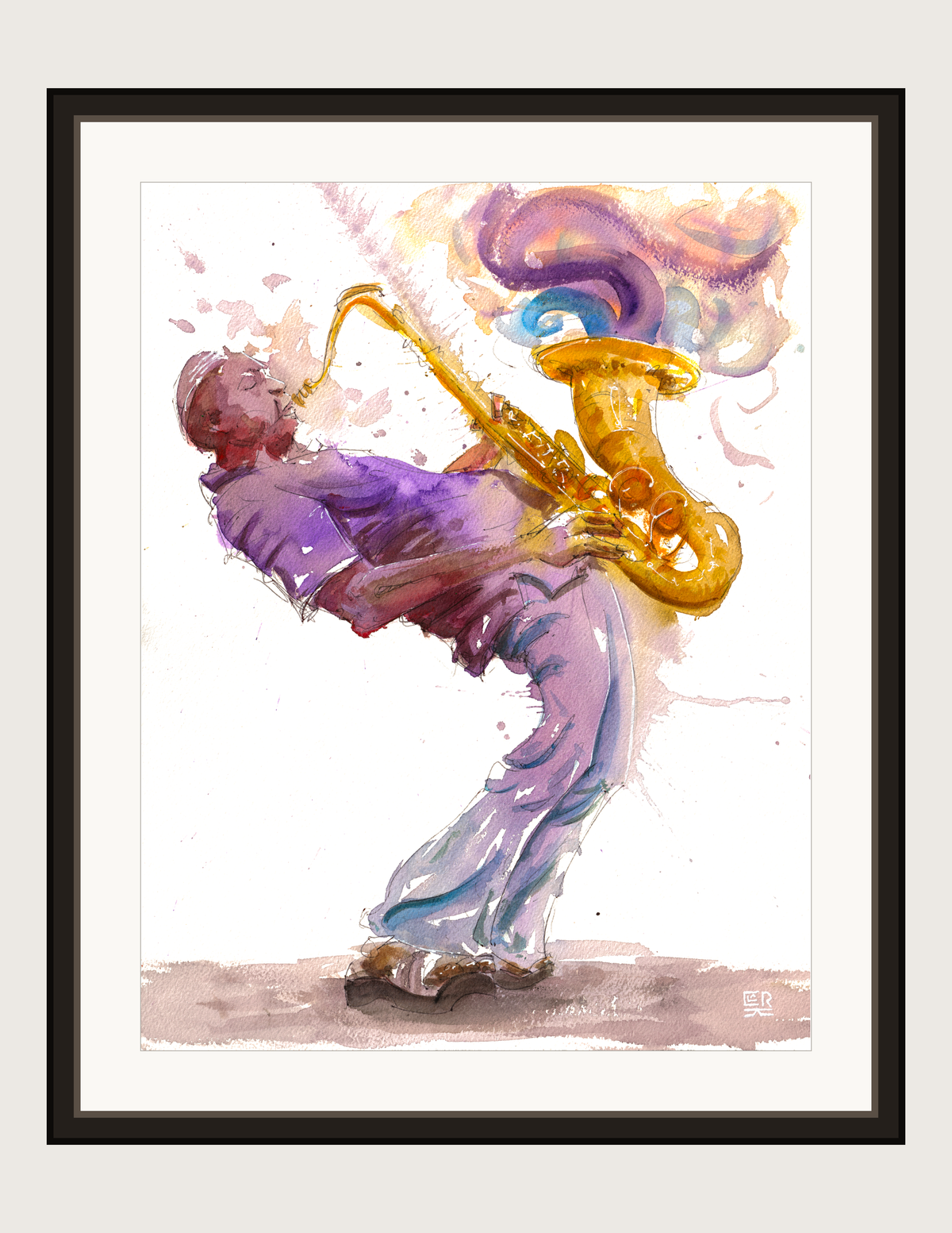 Saxophone Player, framed print
