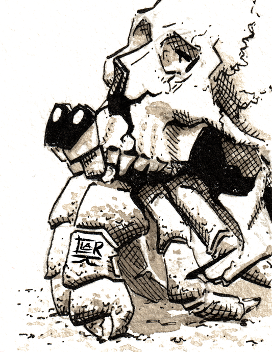 Skull Hermit ink and ink wash, print edition