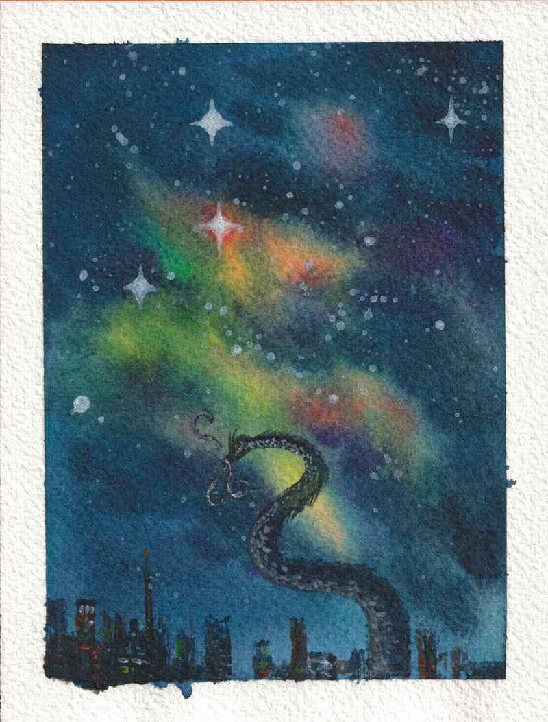 Stary Serpent — Watercolor, 4x5.25 in