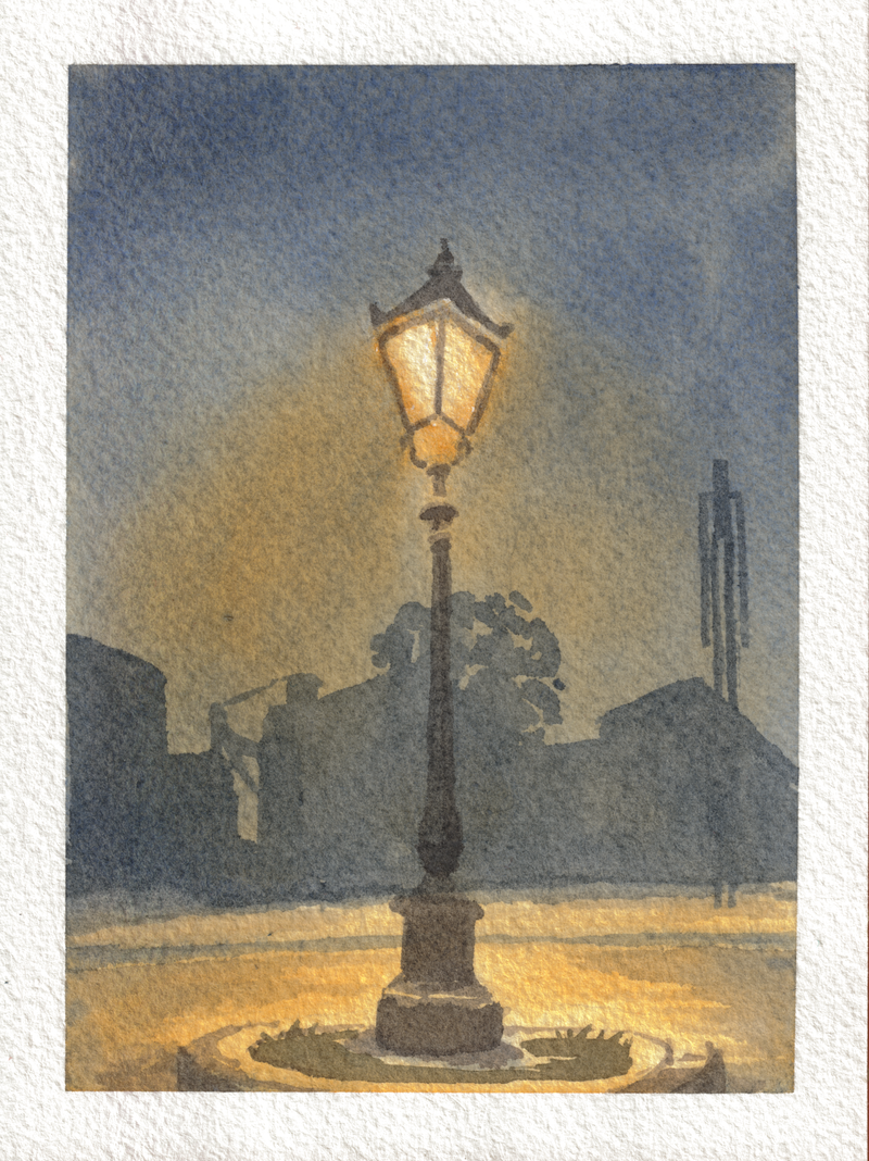 Lamp Post — Watercolor, 4x5.25 in