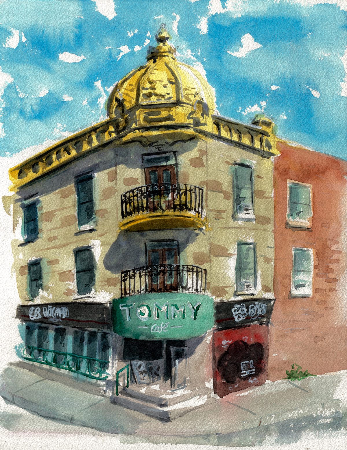 Tommy Café, original watercolour painting