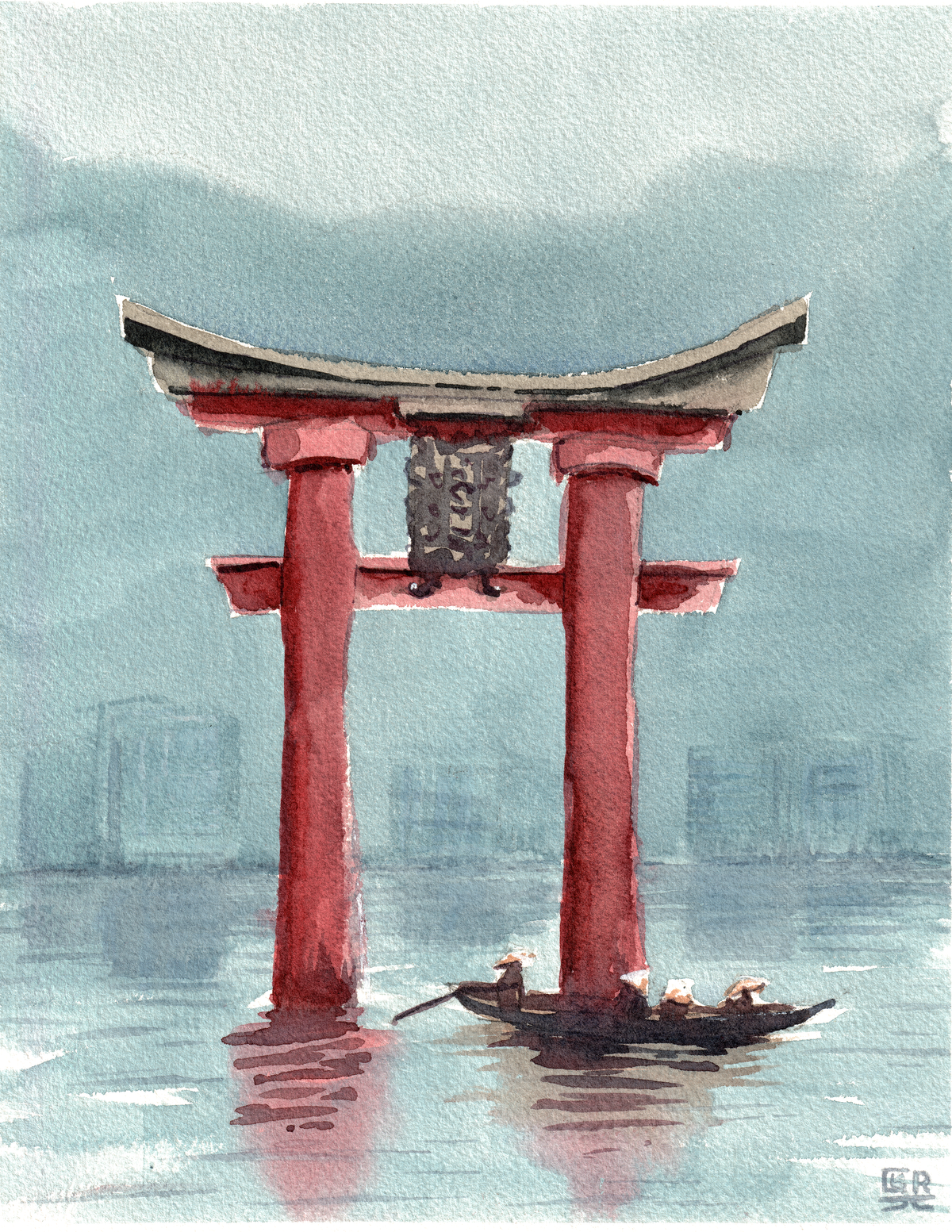 Torii Gate watercolour, print edition