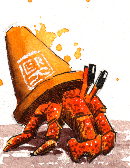 Traffic Hermit Splash watercolour and ink, print edition