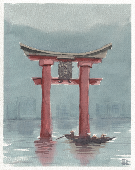 Torii Gate— Watercolor, 8x10 in