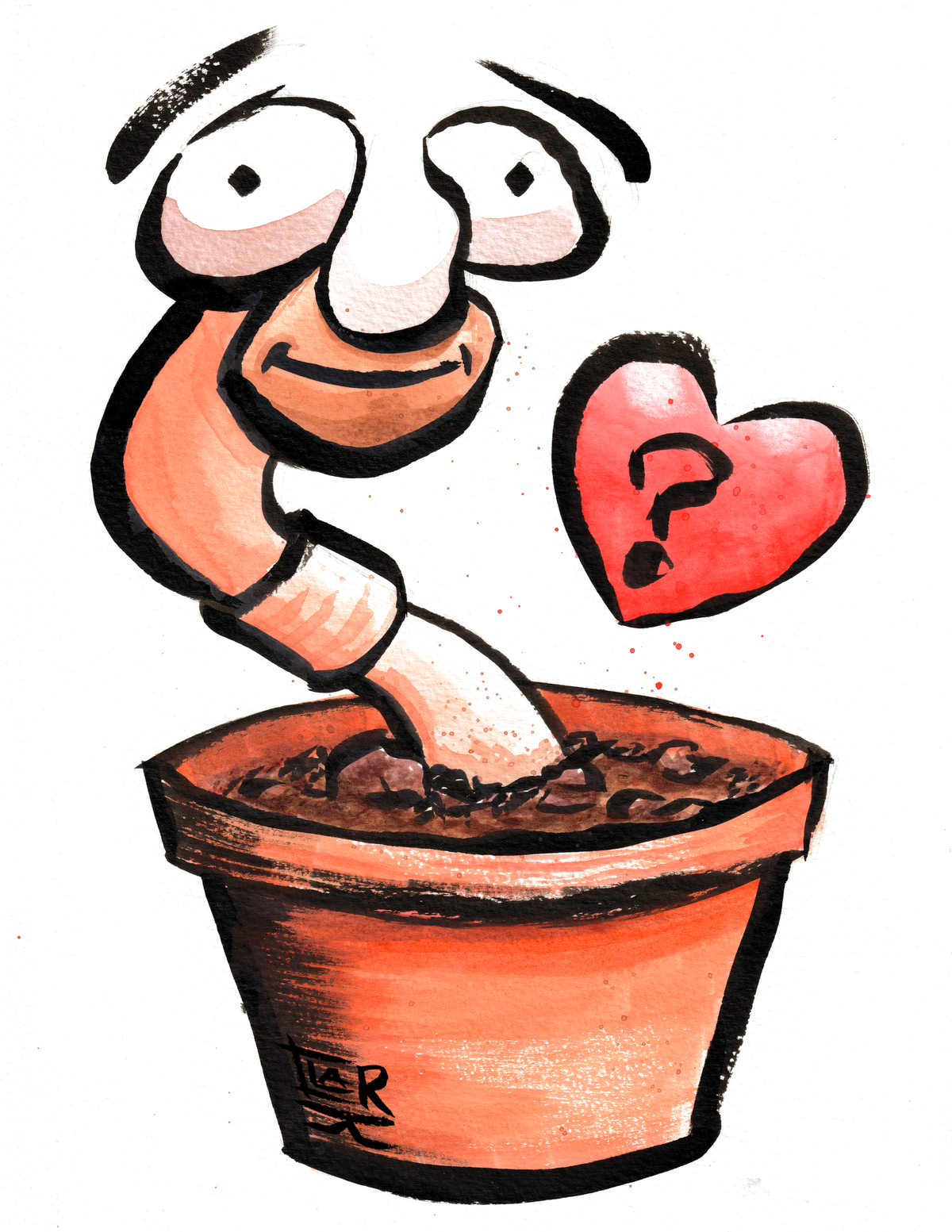 Would You Still Love Me If I Was a Worm watercolour and ink, print edition