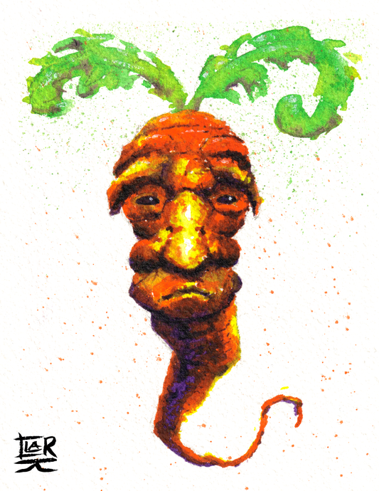 Carrot Death Stare watercolour, print edition